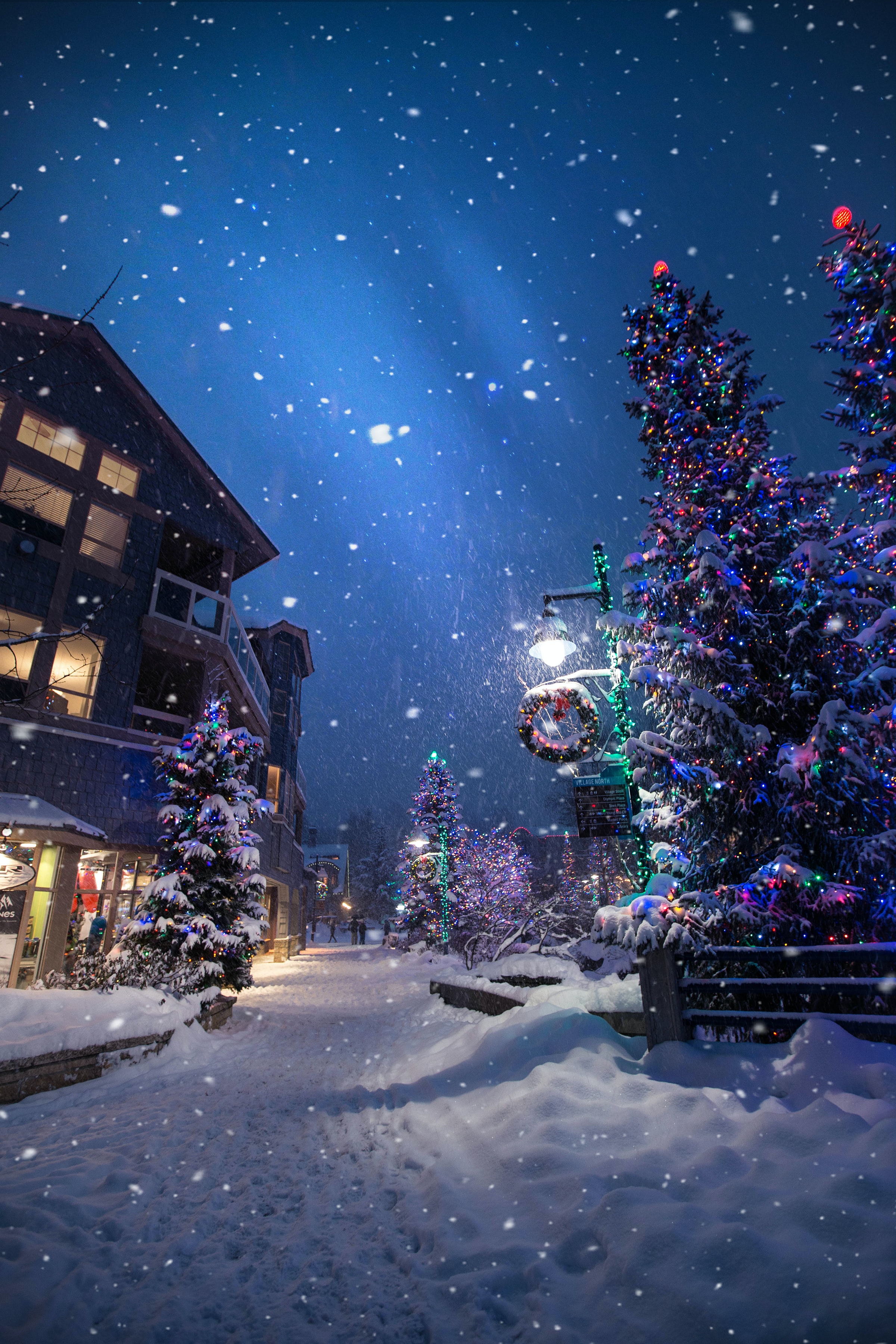 Whistler village in the evening